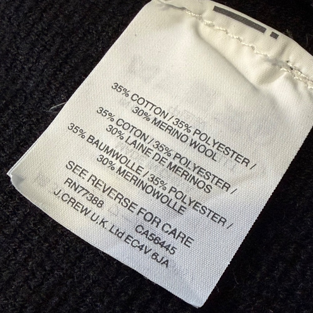 J Crew Sophie Sweater Blazer Women M Merino Wool Blend Black Open Front - Picture 5 of 7
